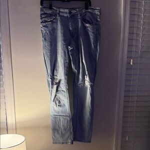 Men's Light Blue Distressed Jeans